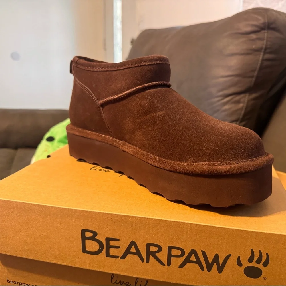 BearPaw Brown Ankle Booties - Picture 2 of 5